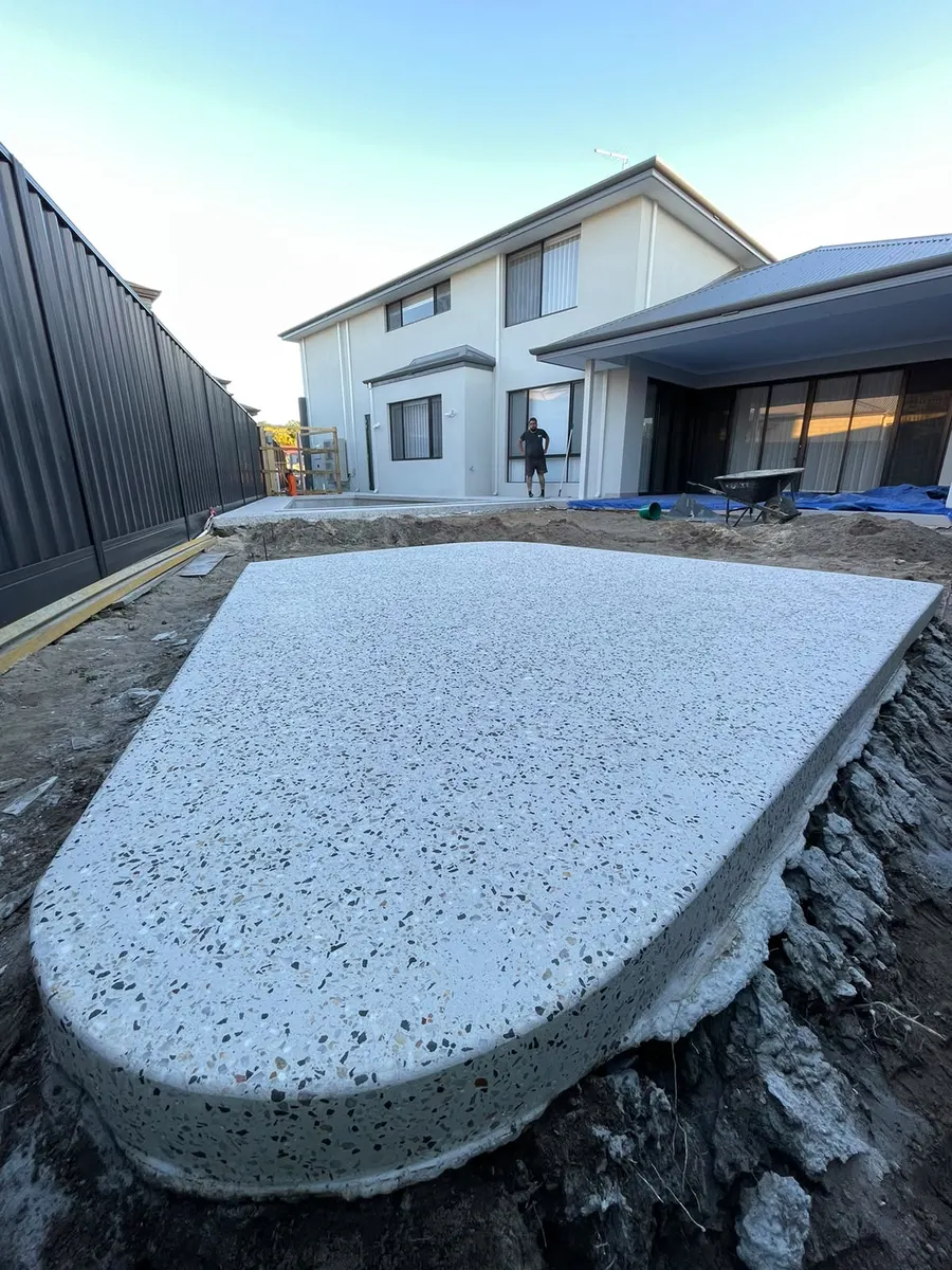 Honed concrete entry pad, Perth home